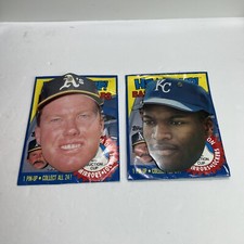 1990 Topps Heads Up Bo Jackson & Mark McGwire With Packaging