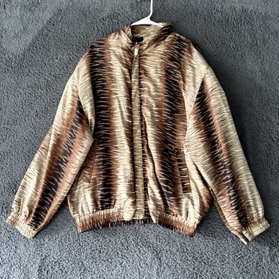 Chaqueta Fuda International Mujer Talla XL 100% Seda Cremallera Completa Estampado Tigre Mob Wife Foto 1 de 4