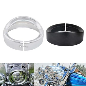 7" Headlight Trim Ring Bezel Visor Decor For Harley Touring Road King Softail - Picture 1 of 28