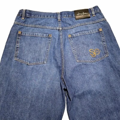 Vintage Sean John Gold Signature Jeans Baggy 38 X 34 Embroidered Designer - Image 1 of 4