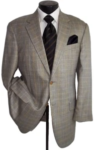 #& Nordstrom Joseph Abboud Gray Plaid Silk & Wool 2Button Side Vents Jacket 40 R - Picture 1 of 8
