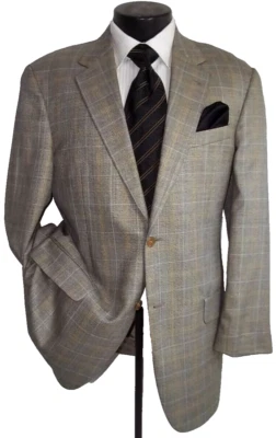 #& Chaqueta Nordstrom Joseph Abboud Gris A Cuadros Seda y Lana 2 Botones Ventilaciones Laterales 40 R Foto 1 de 4