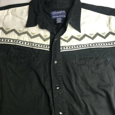 Camisa Wrangler Western Negra y Beige Talla XL 100% Algodón Foto 1 de 4