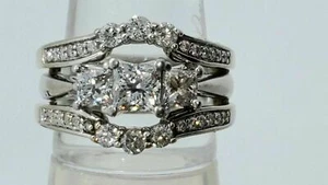 1Ct White Princess Round Simulated Diamond Inner Outer Ring 925 Sterling Silver - Picture 1 of 5