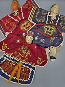 Antique Chinese Theater Opera 3 Hand Puppets Oriental Ceramic Marionettes Handma - Picture 1 of 24
