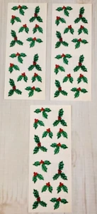 1995 Vintage 3 Christmas HOLLY W/ BERRIES Creative Memories Christmas Sticker - Picture 1 of 5