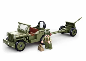 SLUBAN B0853 - ARMY - Willys Jeep with 37mm gun Building Kit - 143 Pcs - Picture 1 of 5