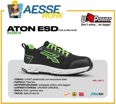 U Power Scarpe Antinfortunische Red Ego Upower ATON ESD S1PS HI HRO FO SR