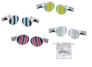 Premium ovale Manschettenknöpfe in verschiedenen Farbkombinationen - Geschenkbox enthalten - Bild 1 von 5
