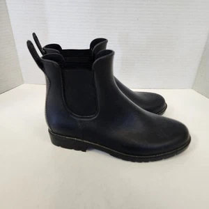 Asgard Rubber Chelsea Rain Boots Pull On 7 Black Comfort Waterproof - Picture 1 of 9