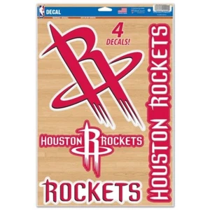 HOUSTON ROCKETS 4 PIECE MULTI-USE DECALS 11"X17" WINDOWS WALLS LIKE FATHEAD - Picture 1 of 2