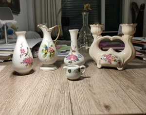 Decor ceramic small vases, roses, flower motifs, candle holder Aida, - Picture 1 of 8