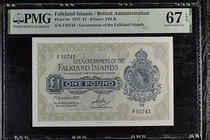 Falkland Islands 1 Pounds 1977 P 8 c Superb Gem UNC PMG 67 EPQ - Picture 1 of 3