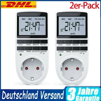 2x Zeitschaltuhr Steckdose Timer Digitale Zeitschalter Wochenzeitschaltuhr 3680W - Bild 1 von 4