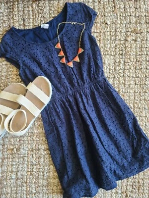 Vestido con ojales Merona para mujer talla S azul Foto 1 de 4