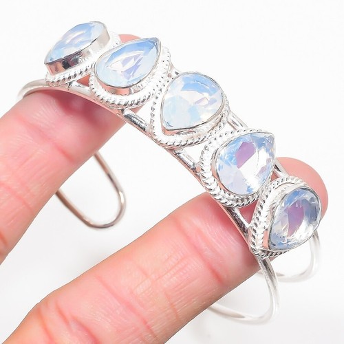 VALENTINO Bracciale in argento sterling 925 fatto a mano con pietre preziose opali latte regolabili