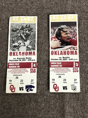 Vintage Oklahoma University Football Admission Ticket 1974-1975 National Champs Cover