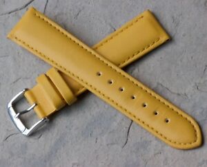Yellow 20mm vintage watch band made of Lorica light breathable waterproof NOS