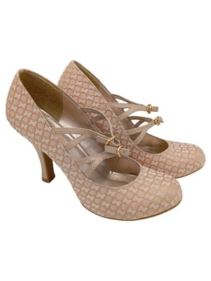 Ruby Shoo Pumps Damen Gr. 40 Beige Vintage Riemchenpumps Florales Muster - Bild 1 von 4