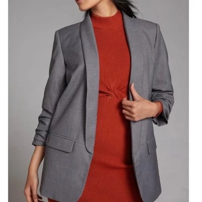 NEW Anthropologie x Mare Mare Cinch Sleeve Open Front Boyfriend Blazer Sz Large - Image 1 of 4
