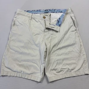 Tommy Bahama Chino Shorts Flat Front Cotton Tencel Spandex 9" Beige Men's 36 - Picture 1 of 11