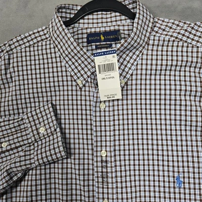 Ralph Lauren Performance Long sleeve sport shirt mens 2XLT tall brown blue NWT - Image 1 of 4