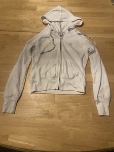 Old Navy Girls Zip Up Hoodie Blue Size Xxs Tiny Fit White Fleece - Picture 1 of 3