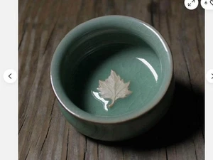1pc Longquan Celadon Ceramic Ge Kiln Plum Green Maple Leaf Teacup 50cc - Picture 1 of 3