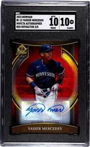 2023 Bowman Invicta Yasser Mercedes Auto #BI-12 Red Refractor /5 SGC 10 AUTO 10 - Picture 1 of 2