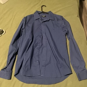 Bolongaro Trevor Mens Long Sleeve Button Up Collared Solid Navy Shirt S BNWT - Picture 1 of 3