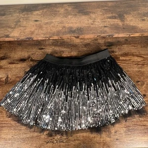 Spirit Halloween Black Silver Sequin Tutu stretchy waist Adult women med/large - Picture 1 of 7