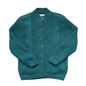 Vintage Mohair Blend Cardigan Turquoise Womens Small Oversized Knit - Picture 1 of 11