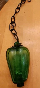 Vintage mundgeblasenes Glas Kolibri Futterhaus/Gartenkunst grüner Pfeffer EUC - Bild 1 von 5