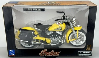 New Ray 1:6 Scale 1948 Indian Chief Motorcycle Vintage Diecast Model Yellow NEW - Image 1 of 4
