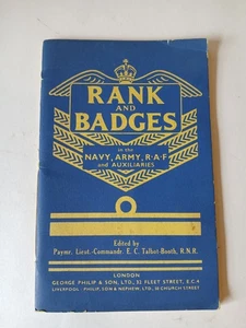 Ranks and Badges in the Navy,Army RAF and Auxiliaries booklet1940.WW 2 booklet - Picture 1 of 6