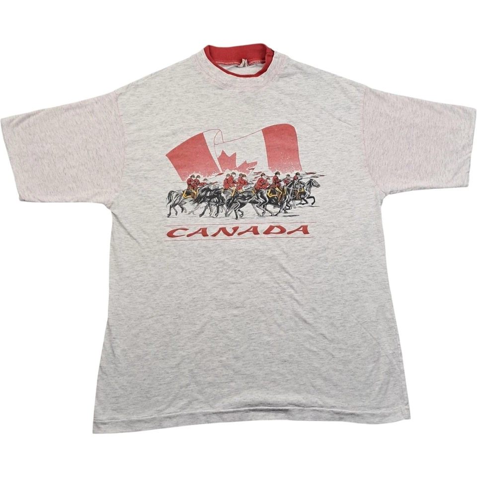 Camiseta Canada Grande Para Hombre Algodón Blanco Vintage Puntada Única Turista Foto 1 de 4