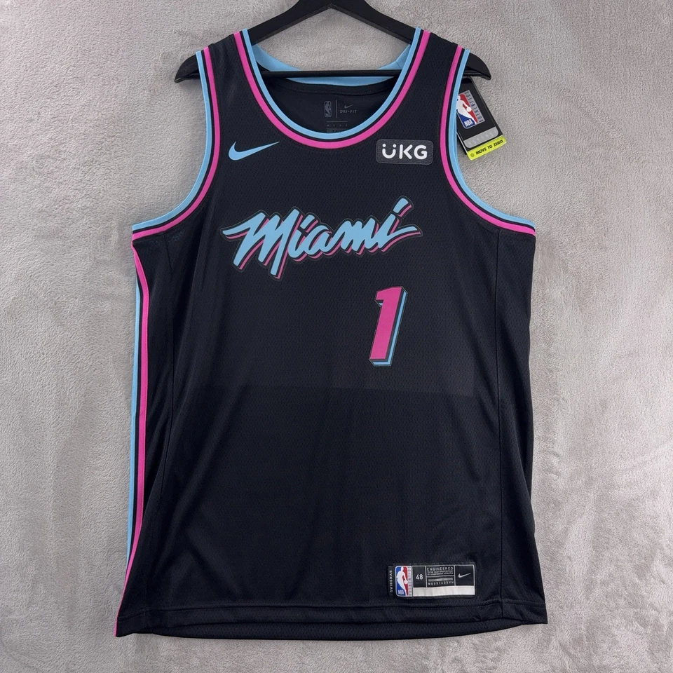 Nike Miami Heat Vice Wave Jersey Mens Size Large Black Pink Blue NBA Dri-Fit #1 - Image 1 of 4
