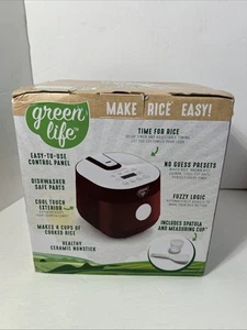 Green Life Healthy Ceramic Nonstick Go Grains, Rice and Grains Cooker, Red NEW - Picture 1 of 9