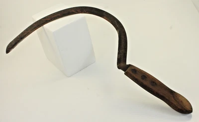 Старинный винтажный серп ручной косы реквизит для Хэллоуина дисплей жнец ферма деревенский 18 дюймов - Изображение 1 из 4