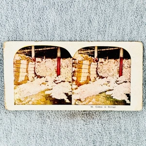 Baumwolle in Aufbewahrung Scheune Industriezeit Antik Stereoview Karte - Bild 1 von 3
