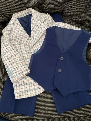 Vintage Toddler Boys Size 3T Sears 3-piece Plaid Suit Jacket, Pants Vest. - Image 1 of 4
