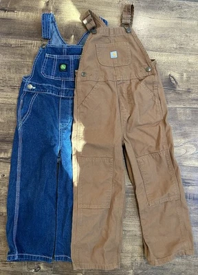 Mono con tirantes Carhartt & John Deere lona de mezclilla tostada niños pequeños 4 ropa de trabajo Foto 1 de 4