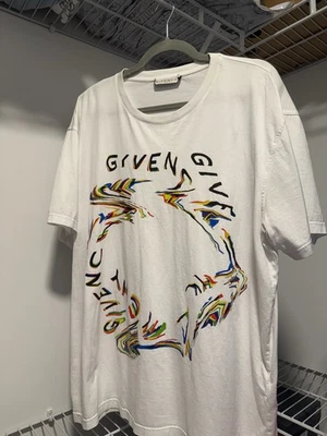 Camiseta Givenchy Paris Multicolor Gráfico Logo Para Hombre Talla XL Blanca Hecha en Portu Foto 1 de 4