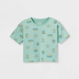 Girls' Disney Turning Red Foodie Short Sleeve Cropped Graphic T-Shirt - Green XX - Picture 1 of 1
