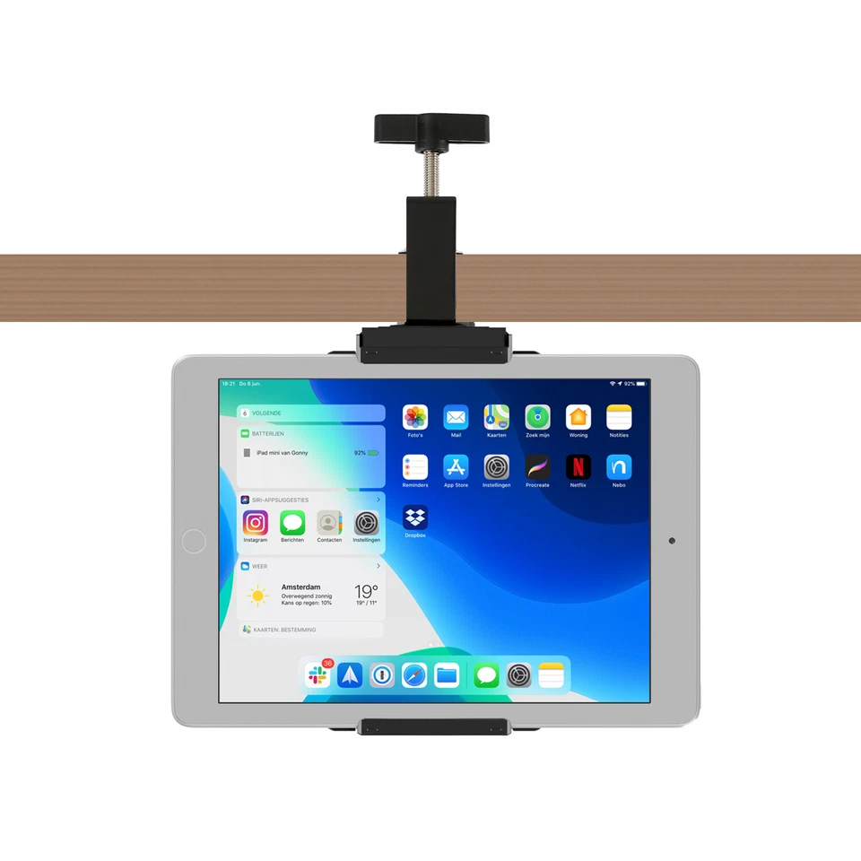 Universal Clamp Clip Mount Holder for iPad Pro Air Mini, iPhone, Galaxy Tabs - Image 1 of 4