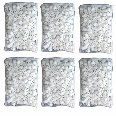 WAVE POINT Aquarium Bio Ceramic Rings 6 lbs in 6 Filter Media Bags for Fish Canister Filter