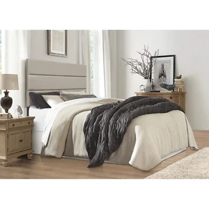  King Upholstered Headboard Warm Grey Channel Tufted Foam Padded - Picture 1 of 5