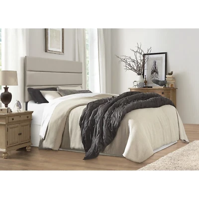  Cabecero Tapizado King Gris Cálido Canal Mechón Espuma Acolchado Foto 1 de 4