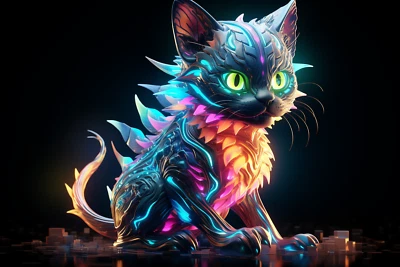 Tapiz UV Cat Psy, reactivo a la luz negra, colgante de pared psicodélico, arte DMT Foto 1 de 4