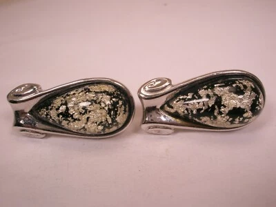 Acrylic Encased Silver Leaf Vintage EXTRA LARGE Cuff Links - Image 1 of 4